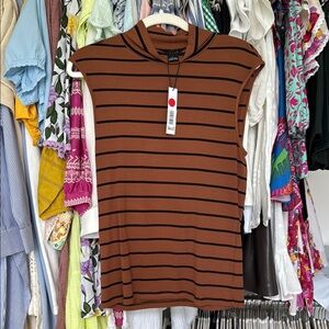 Sanctuary Brown and Black Polo Muscle Tee